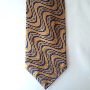 XMI Platinum Gold and Blue All Silk Handmade Tie